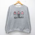 XL★古着 b.u.m. equipment 長袖 スウェット メンズ 90年代 90s クルーネック USA製 グレー 霜降り 26mar25