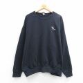 XL★古着 長袖 スウェット メンズ 90年代 90s WCC クルーネック USA製 黒 26mar25