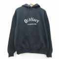 XL★古着 ジャージーズ 長袖 スウェット パーカー メンズ 00年代 00s オールドネイビー 刺繍 黒【spe】 26mar26