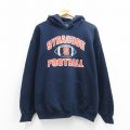 L★古着 長袖 スウェット パーカー メンズ 00年代 00s シラキュース フットボール 紺 26mar26