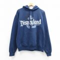 M★古着 長袖 スウェット パーカー メンズ ディズニー ミッキー 紺 26mar26