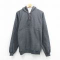 M★古着 長袖 スウェット パーカー メンズ 00年代 00s 無地 ヘンリーネック 濃グレー 霜降り 内側サーマル【spe】 26mar26