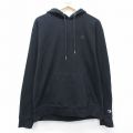 XL★古着 チャンピオン Champion 長袖 スウェット パーカー メンズ ワンポイントロゴ 黒 26mar27
