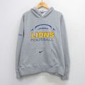 XL★古着 ナイキ NIKE 長袖 スウェット パーカー メンズ LIONS フットボール 大きいサイズ グレー 霜降り 26mar27