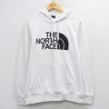 L★古着 ノースフェイス 長袖 スウェット パーカー メンズ ビッグロゴ 白 26mar27