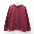 XL★古着 長袖 スウェット メンズ 90年代 90s 無地 タートルネック ハイネック USA製 エンジ【spe】 26mar27
