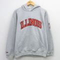 L★古着 長袖 スウェット パーカー メンズ ILLINOIS グレー 霜降り 26mar28