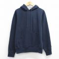 L★古着 チャンピオン champion 長袖 スウェット パーカー メンズ ワンポイントロゴ 紺 26mar28