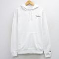XL★古着 チャンピオン Champion 長袖 スウェット パーカー メンズ ワンポイントロゴ 白 26mar30