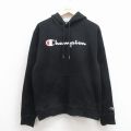 M★古着 チャンピオン champion 長袖 スウェット パーカー メンズ ビッグロゴ 黒 26mar30