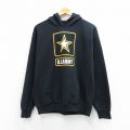 M★古着 長袖 スウェット パーカー メンズ 00年代 00s ミリタリー アーミー ARMY 黒 26mar31