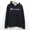XL★古着 チャンピオン champion 長袖 スウェット パーカー メンズ ビッグロゴ 黒 26mar31