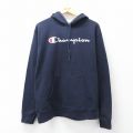 L★古着 チャンピオン champion 長袖 スウェット パーカー メンズ ビッグロゴ 紺 26apr01