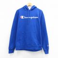M★古着 チャンピオン champion 長袖 スウェット パーカー メンズ ビッグロゴ 青 26apr03