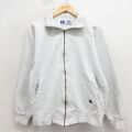 M★古着 ラッセル 長袖 フルジップ スウェット メンズ 90年代 90s ワンポイントロゴ USA製 グレー 霜降り【spe】 26apr15