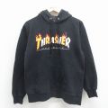 スラッシャー 長袖パーカー ビッグロゴ ブラック M | 古着