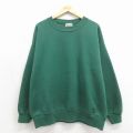 XL★古着 長袖 スウェット メンズ 00年代 00s 無地 クルーネック グリーン 26may15