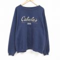 カベラス 長袖スウェット ビッグロゴ刺繍 ネイビー XL | 古着
