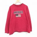XL★古着 長袖 スウェット メンズ 星条旗 刺繍 大きいサイズ クルーネック エンジ 24jan10 中古 スエット トレーナー トップス