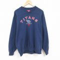 XL★古着 長袖 スウェット メンズ 00年代 00s NFL テネシータイタンズ 刺繍 大きいサイズ Vネック 紺 ネイビー アメフト スーパーボウル 24jan15 中古 スエット トレーナー トップス