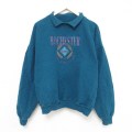 XL★古着 長袖 スウェット メンズ 90年代 90s ロチェスター 刺繍 大きいサイズ コットン 襟付き USA製 濃緑 グリーン 24jan17 中古 スエット トレーナー トップス