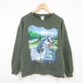 ジャージーズ 00s 長袖スウェット 釣り グリーン L | 古着
