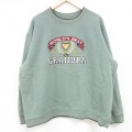 XL★古着 長袖 スウェット メンズ GRANDPA トロフィー 刺繍 クルーネック 薄緑 グリーン 24may10 中古 スエット トレーナー トップス
