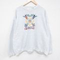 XL★古着 長袖 スウェット メンズ 90年代 90s ゴルフ 刺繍 大きいサイズ クルーネック 薄グレー 霜降り 24may14 中古 スエット トレーナー トップス
