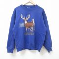 00s 長袖スウェット シカ ネイビー M | 古着