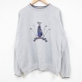 XL★古着 長袖 スウェット メンズ 90年代 90s ゴルフ 刺繍 鹿の子 クルーネック グレー 霜降り 24aug23 中古 スエット トレーナー トップス