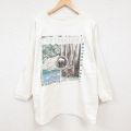 XL★古着 長袖 スウェット メンズ 90年代 90s クマ シカ 大きいサイズ コットン クルーネック USA製 白 ホワイト 24aug26 中古 スエット トレーナー トップス
