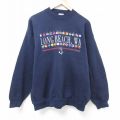 XL★古着 TULTEX 長袖 スウェット メンズ 90年代 90s ロングビーチ クルーネック USA製 紺 ネイビー 24sep02 中古 スエット トレーナー トップス