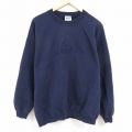 XL★古着 長袖 スウェット メンズ 00年代 00s カナダ 刺繍 大きいサイズ クルーネック 紺 ネイビー 24sep03 中古 スエット トレーナー トップス