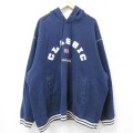 XL★古着 リーボック REEBOK 長袖 スウェット パーカー メンズ 00年代 00s ビッグロゴ 大きいサイズ 紺 ネイビー 【spe】 24sep07 中古 スエット トレーナー トップス