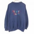 XL★古着 長袖 スウェット メンズ 00年代 00s ナイアガラの滝 刺繍 大きいサイズ クルーネック 紺 ネイビー 24sep07 中古 スエット トレーナー トップス
