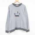 XL★古着 長袖 スウェット メンズ ゴルフ 刺繍 大きいサイズ クルーネック グレー 霜降り 24sep07 中古 スエット トレーナー トップス