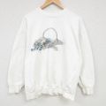 00s 長袖スウェット 花刺繍 ホワイト XL | 古着