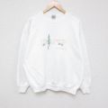 アラスカ 90s 長袖スウェット 木刺繍 ホワイト L | 古着