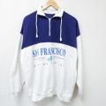XL★古着 長袖 ハーフジップ スウェット メンズ 90年代 90s サンフランシスコ ツートンカラー 大きいサイズ コットン USA製 紫他 パープル 霜降り 24sep17 中古 スエット トレーナー トップス