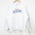 フルーツオブザルーム 00s 長袖スウェット Jefferson DRAGONS刺繍 グレー L | 古着