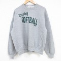 L★古着 ジャージーズ 長袖 スウェット メンズ 90年代 90s Derby ソフトボール クルーネック USA製 グレー 霜降り 24oct02 中古 スエット トレーナー トップス