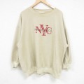 XL★古着 長袖 スウェット メンズ 00年代 00s NYC 刺繍 表起毛 クルーネック ベージュ カーキ 【spe】 24oct02 中古 スエット トレーナー トップス