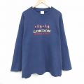 XL★古着 フルーツオブザルーム 長袖 スウェット メンズ 00年代 00s ロンドン 刺繍 大きいサイズ クルーネック 紺 ネイビー 24oct10 中古 スエット トレーナー トップス