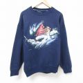 XL★古着 長袖 スウェット メンズ 00年代 00s ショウジョウコウカンチョウ クルーネック USA製 紺 ネイビー 24oct11 中古 スエット トレーナー トップス