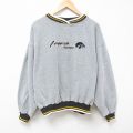 XL★古着 長袖 スウェット メンズ 00年代 00s アイオワ 刺繍 鹿の子 大きいサイズ クルーネック グレー 霜降り 24oct11 中古 スエット トレーナー トップス