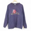 XL★古着 リー Lee 長袖 スウェット メンズ 90年代 90s 刺繍 大きいサイズ クルーネック USA製 紺 ネイビー 24oct21 中古 スエット トレーナー トップス