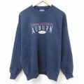 L★古着 ジャンスポーツ 長袖 スウェット メンズ 00年代 00s オーバーン 大学 刺繍 クルーネック USA製 紺 ネイビー 24oct19 中古 スエット トレーナー トップス