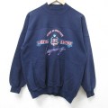 L★古着 IOU 長袖 スウェット メンズ 90年代 90s ビッグロゴ モックネック ハイネック 紺 ネイビー 24oct28 中古 スエット トレーナー トップス