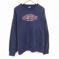 XL★古着 ジャンスポーツ 長袖 スウェット メンズ 00年代 00s CSUN 刺繍 大きいサイズ クルーネック USA製 紺 ネイビー 24oct26 中古 スエット トレーナー トップス
