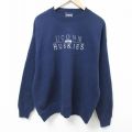 XL★古着 ジャンスポーツ 長袖 スウェット メンズ 90年代 90s UCONN HUSKIES 刺繍 クルーネック USA製 紺 ネイビー 24oct29 中古 スエット トレーナー トップス